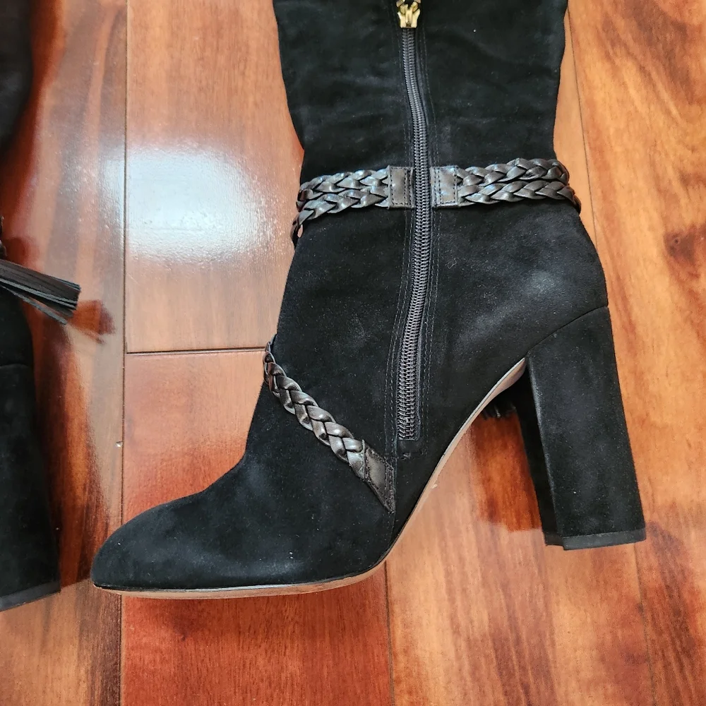 Louise et Cie Black Suede Leather Knee High Boots 9.5